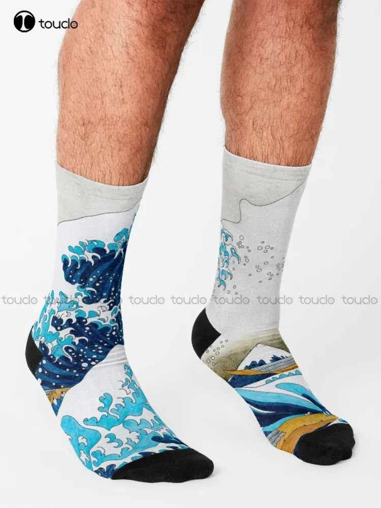 Great Wave Off Kanagawa  Socks white socks Personalized Custom Unisex Adult Teen youth Socks 360° digital print Fashion new