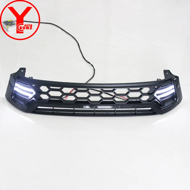 

LED Grille Cover For Toyota Hilux Revo Rocco SR5 2016 2017 2018 2019 2020 2021 Car Accessories ABS Racing Grill Front Bonnet