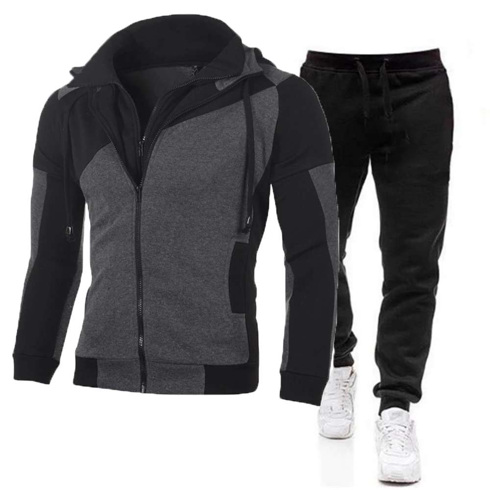 Men's Autumn Winter Jacket Coat and Pants Sports Warm Suit Men Tracksuit Workout Jogger Running Clothing Gym Fitness Sportswear