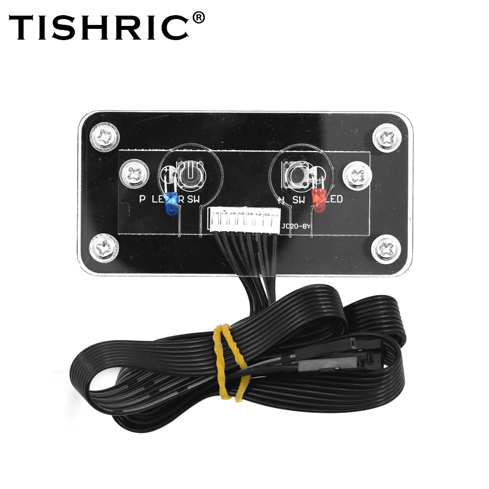 TISHRIC Transparent Acrylic Computer External Power Switch Power Button Restart Button Computer PC Case Power Supply Button