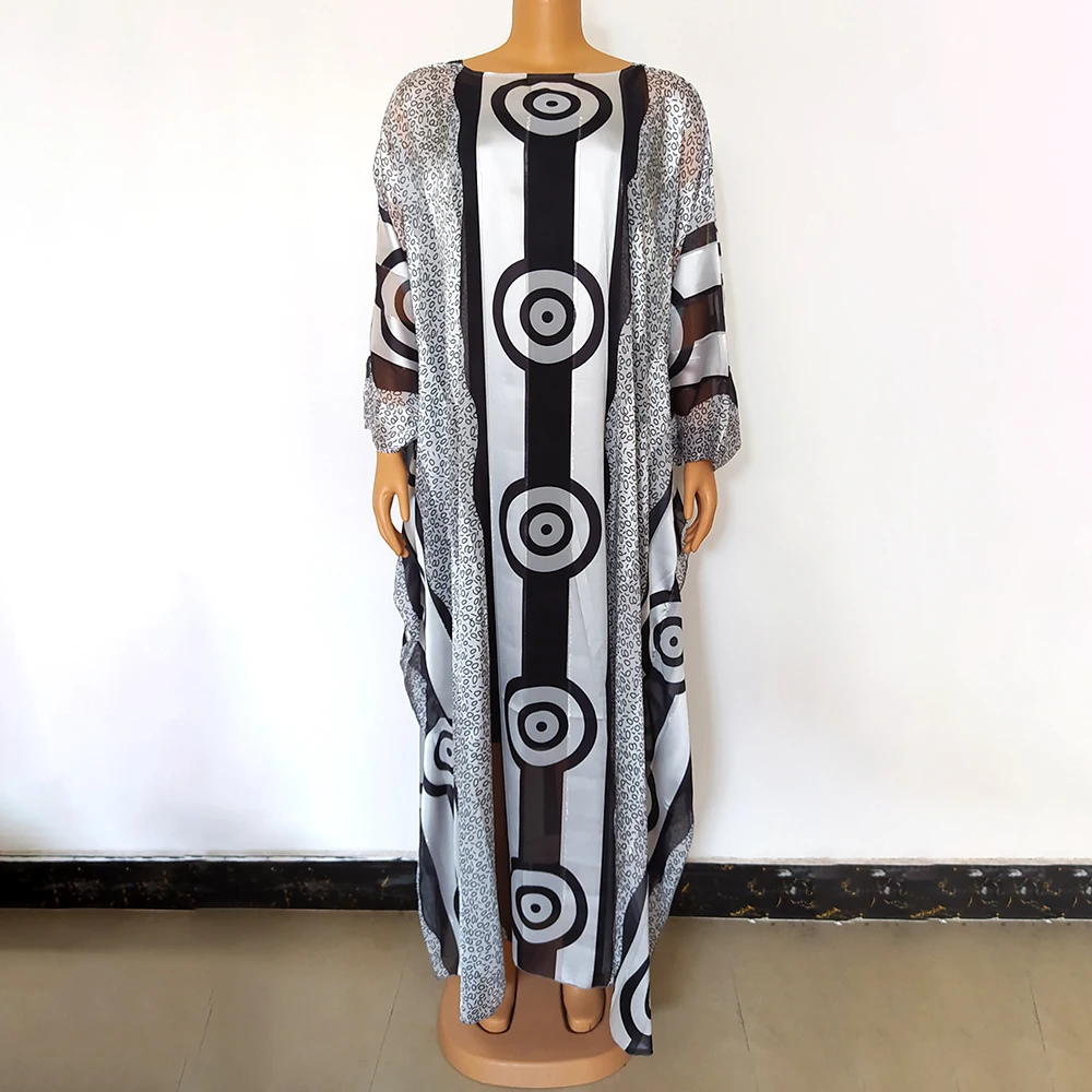 Abayas For Women Summer 2021 Latest African Dresses Dashiki Print Design Bat Sleeve Bobo Fashion Loose Female Boubou Robe