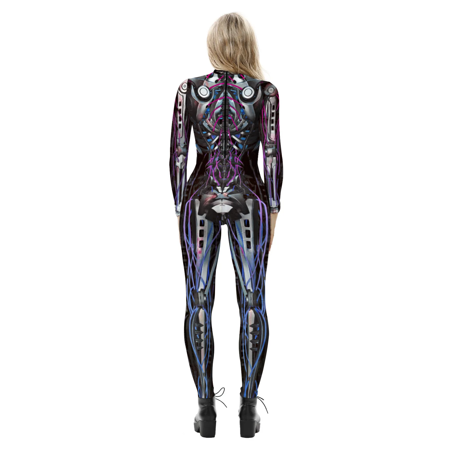 Fashion Steampunk Bodysuits 3D Printing Women Jumpsuits Halloween Carnival Festival Costume Party Lady Elastic Fitness Outfit