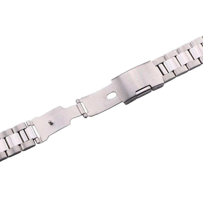 Silver Black Metal Watch Band Bracelet 18mm 20mm 22mm 24mm Men Strap 316L Solid Stainless Steel Straight End Watchbands