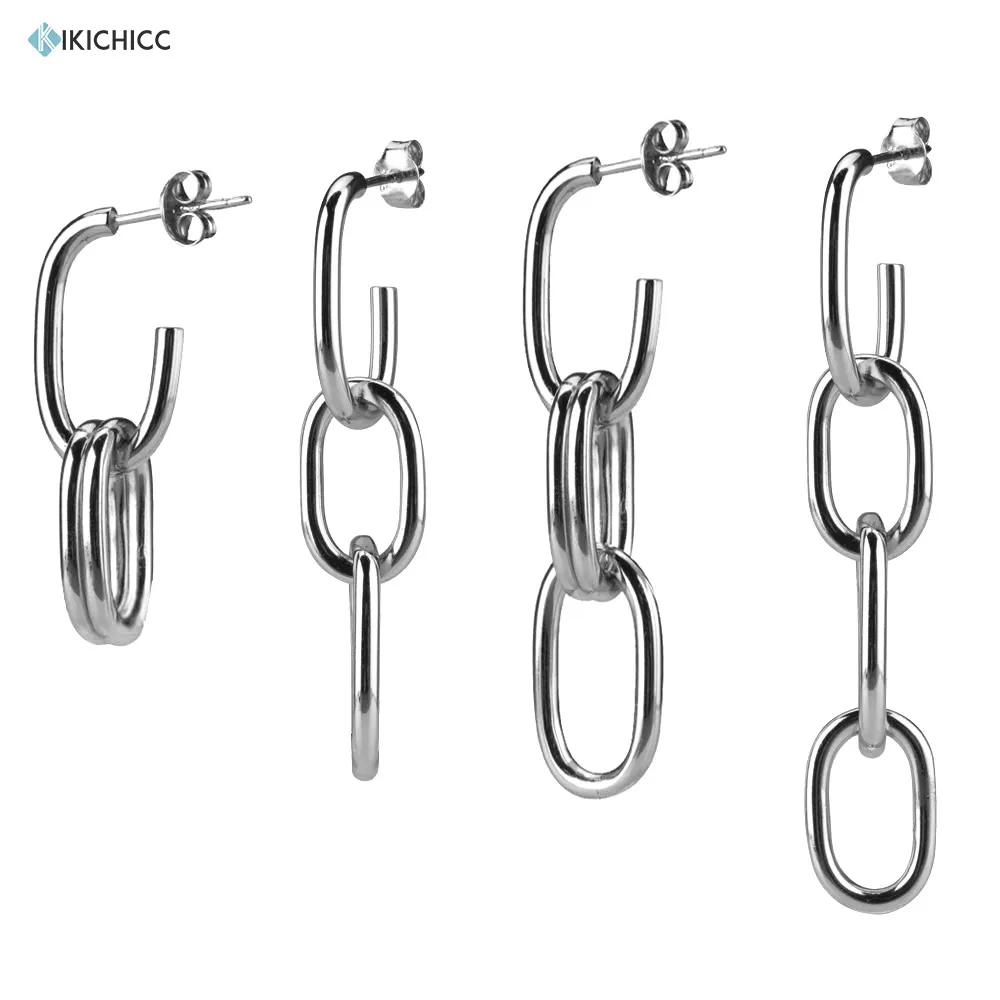 

Kikichicc 925 пробы Серебряная Длинная цепочка овалы серьги-капли Регулируемый Круг женский роскошный рок пирсинг в стиле панк украшения Pendiente