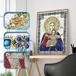 New 5d DIY Diamond Painting Cross Stitch Character Religious Lady, Round Diamond Embroidery Home Decoration 30x40cm