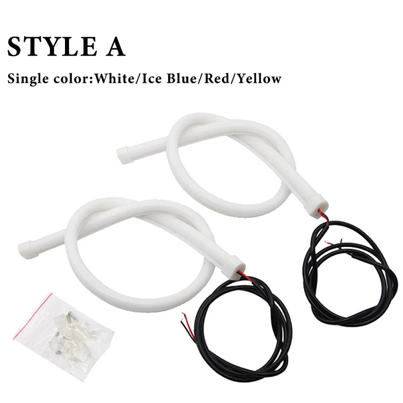 2pc DRL White turn Yellow 30/45/60cm Flexible strips Turn Signal Brake Daytime Running Light LED Tube Style AUTO Waterprrof 12V