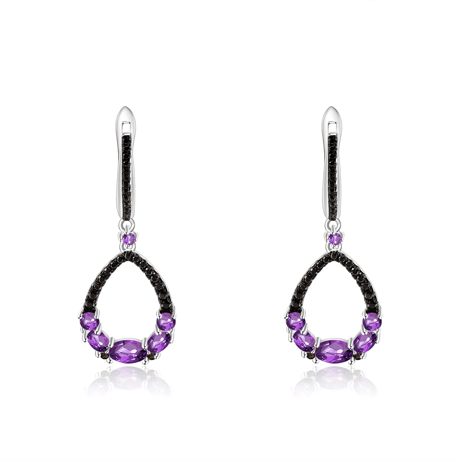 GEM'S BALLET Natural Amethyst Drop Earrings for Women 925 Sterling Silver Dangle Elegant Wedding Jewelry Bijoux 2020 New Brincos