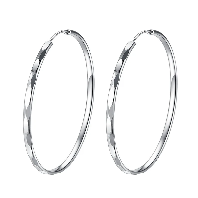 Fashion 925 Sterling Silver Earrings Round 5ccm Big Earrings For Women Charm Jewelry Gift