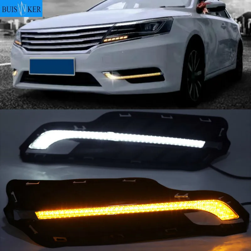 

For Roewe i6 2017 2018 Daytime running lights LED DRL Fog lamp driving lights with Yellow Turn Signal Function