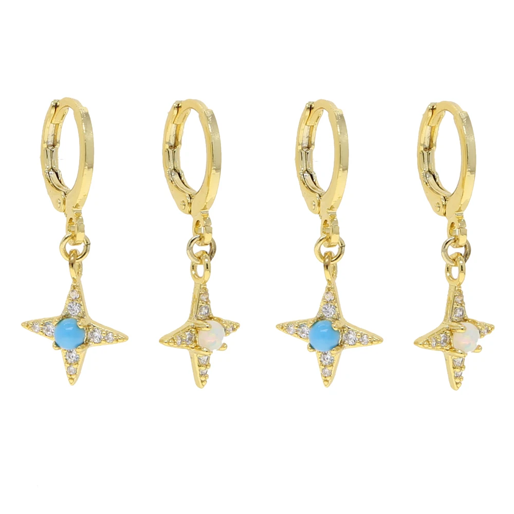 cz star dangle earring for female gold color fashion 2020 new earrings for women