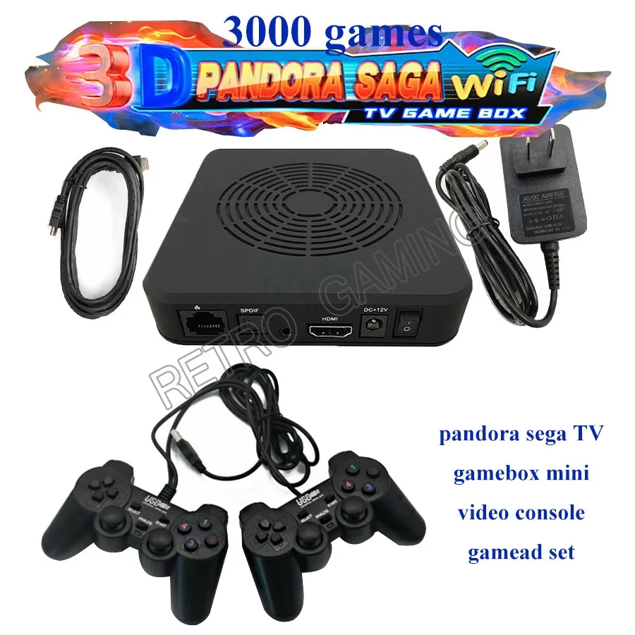 

Pandora Saga TV Gamebox Video Game Console 2 USB Gamepad Controller Set 3000 Games for window/android/xbox/ps3 platform