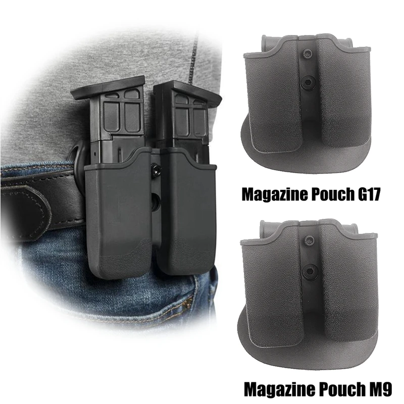 Double Magazine Holder Universal 9mm .40 Mag Holster for Glock 17 Beretta M9 M92 USP Paddle Magazine Pouch Case 