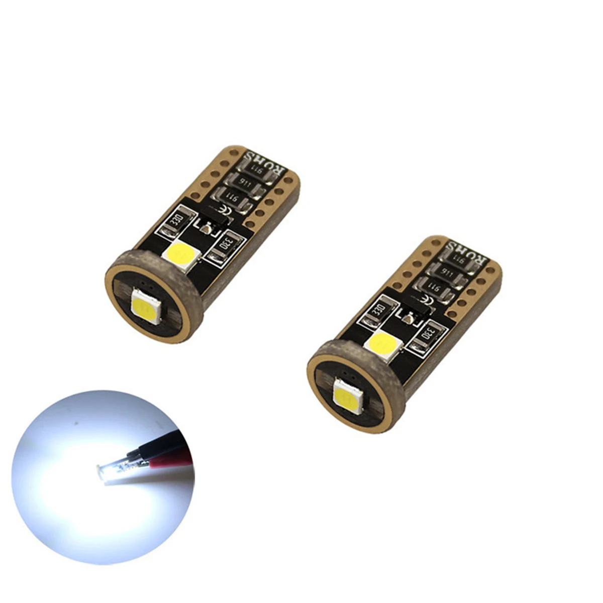 2Pcs T10 Led Car Reading Dome Map Light 12V White W5W Led Canbus Car License Number Plate Light