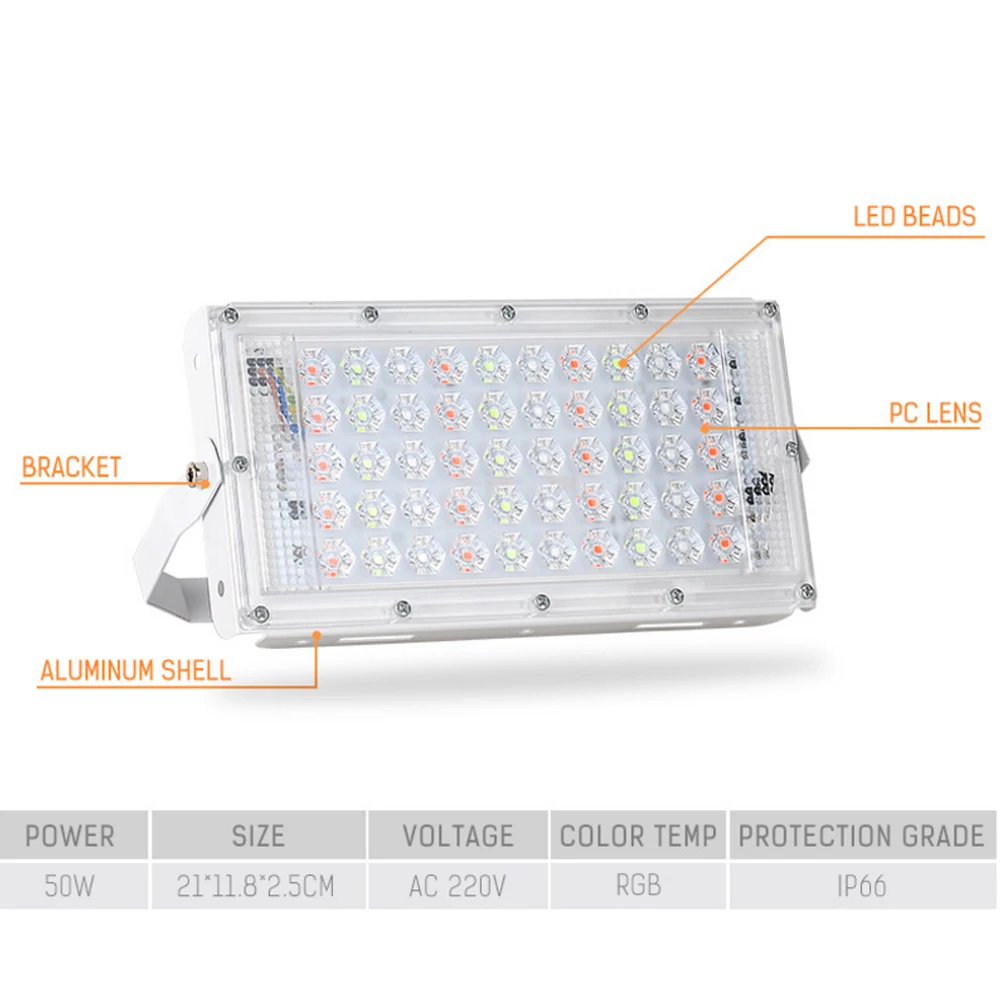 Super Bright 50W AC 220V RGB LED reflektor z pilotem wodoodporne reflektory LED reflektor reflektor zewnętrzny LED