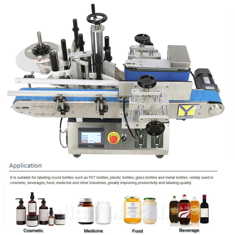 MT-100 Tabletop Automatic 5ML Rolling Plastic Glass Round Bottle Dropper Labeling Packing Sticker Machine