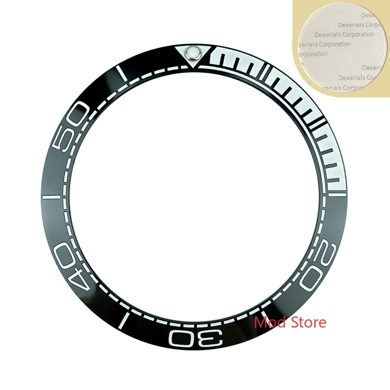 38mm Black White Writing Ceramic Bezel Insert Set for Sea Master Style Watch 300M SKX Watch Replace Accessories Green Lume Pip