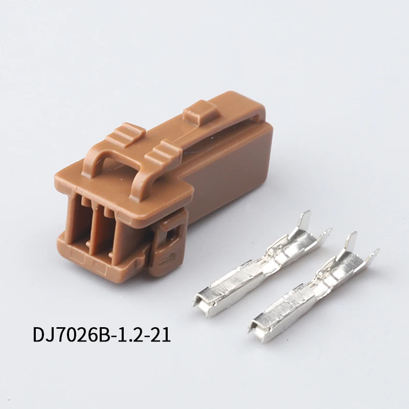 100Sets 2Pin Hole Brown Housing Female Plug Jacket Auto Connector Automotive DJ7026B-1.2-21