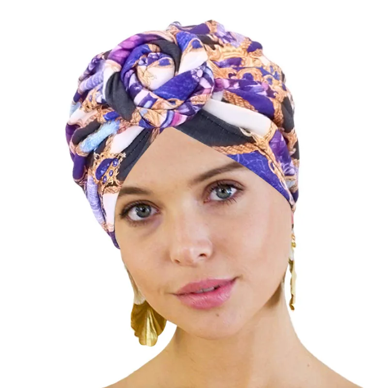 Cotton Turban African Pattern Flower Turban for Women Knot Head wrap Bandana Hats Chemo Cap Indian arab wrap women head scarf