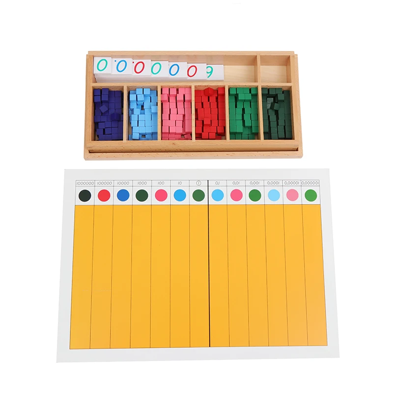 Montessori Decimal Fraction Exercise Wood Cubes/ Board Kids Learning Resource Mathematics Educational Equipment for Primary