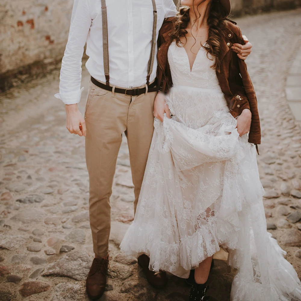 Vestido de fiesta de boda con lazo trasero abierto, sin mangas, personalizado, de talla grande, jardín romántico, cinto con lazo, cuello en V, traje nupcial de playa