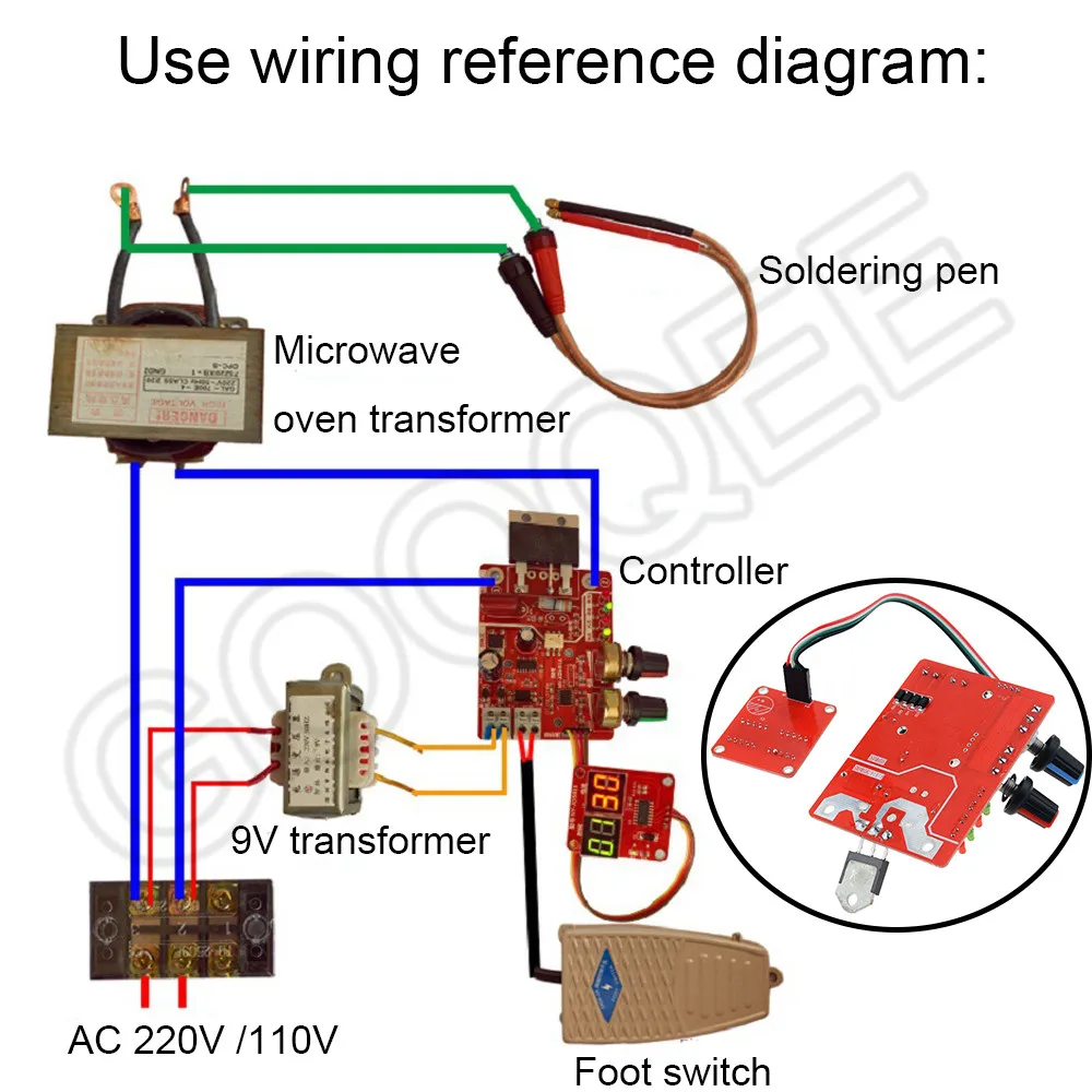 1Pcs 40A/100A Puntlassen Machine Control Board Lasser Ac 110V 220V Naar 9V Transformator controller Board Time Stroom