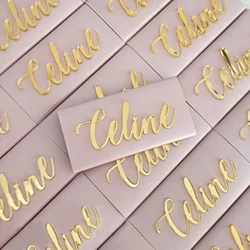 24 Pcs Same Personalized Laser Cut Acrylic Gold Mirror Plaques Baby Name Decorated Chocolate Christening & Baptism Box Banner