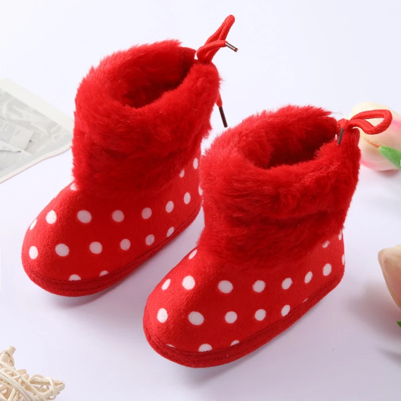 Baywell Herbst Infant Baby Mädchen Junge Schnee Stiefel Polka Dot Plus Samt Weiche Sohle Baumwolle Schuhe Kleinkind Schuhe Erste Wanderschuhe