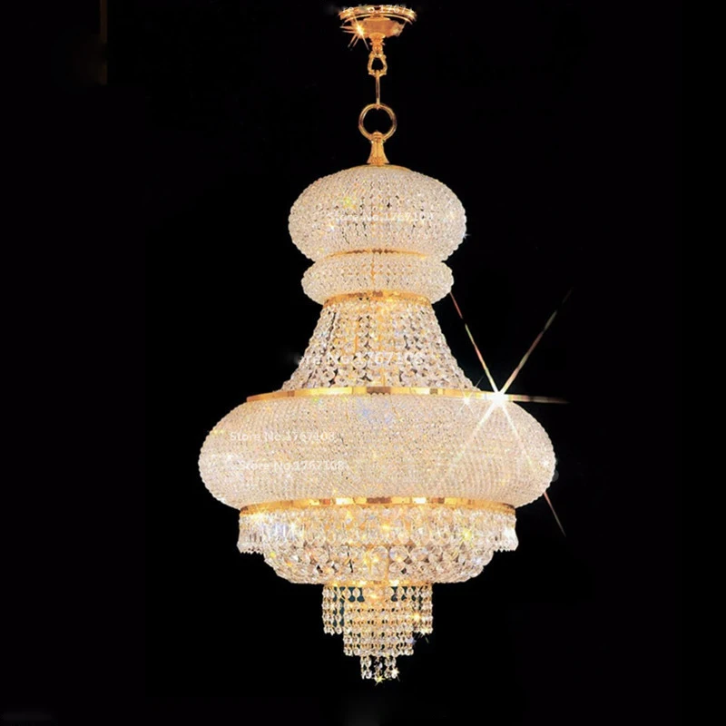 High Quality Modern Dia300mm Restaurant K9 Suspend Pendant Crystal Golden Chandelier Light Bedroom Hanging Lamp For Dining Room