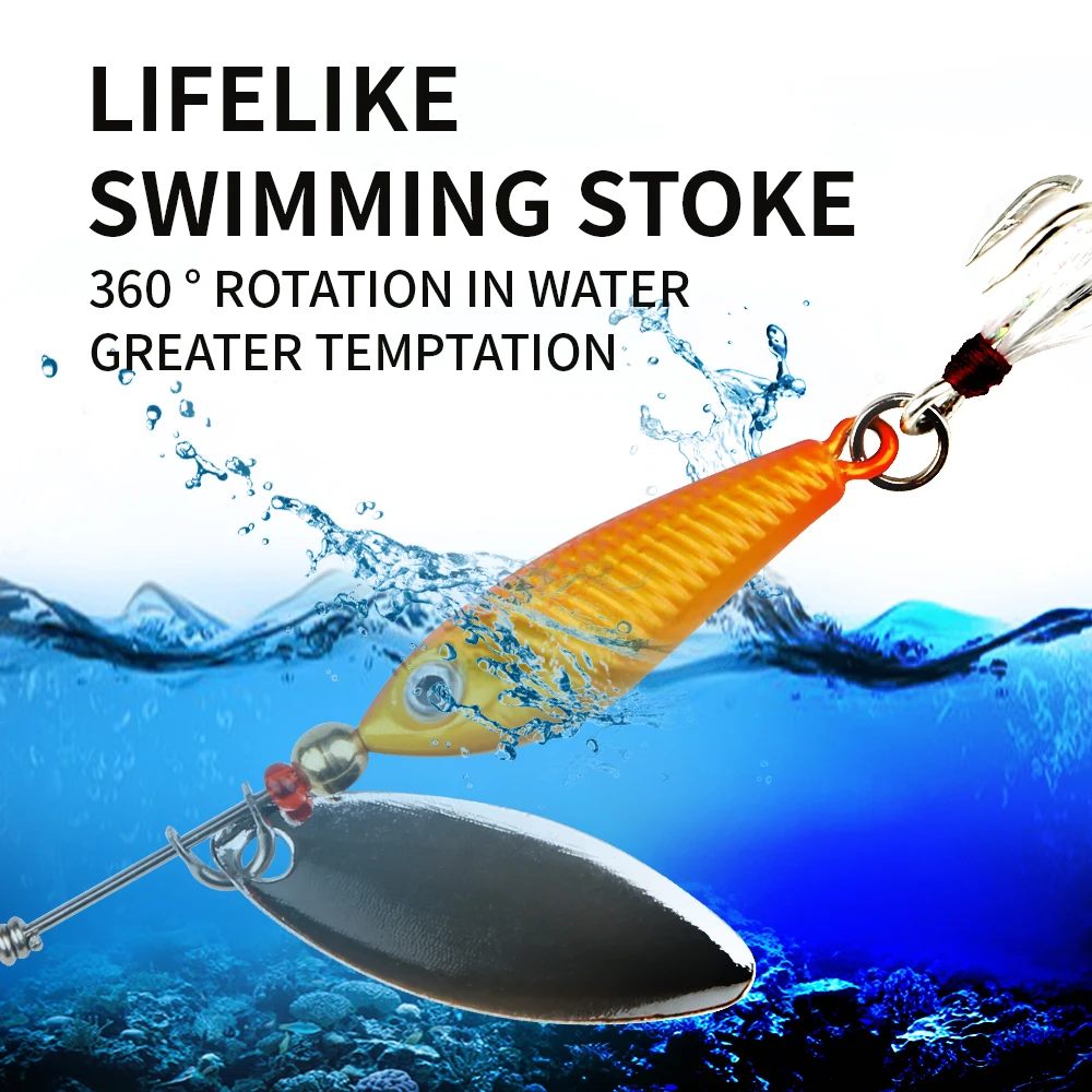 CEMREO Mini Metal Fishing Lure With Spinning Spoon 60mm 11.5g Fishing Tackle Pin Crankbait Vibration Minnow Sinking Spinner Bait image 4