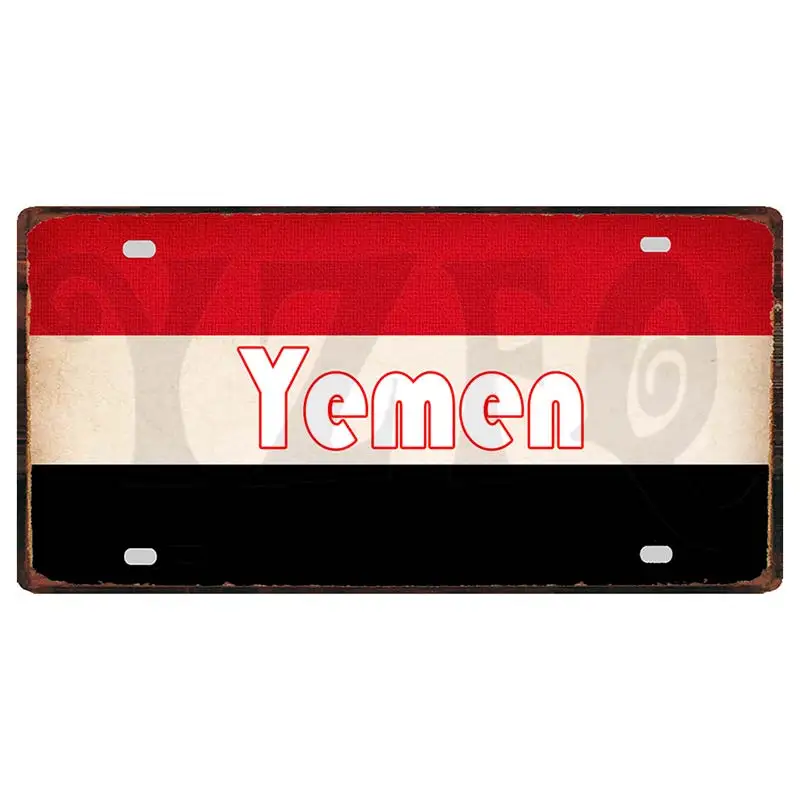 【YZFQ】Cuba Yemen Haiti Bahamas Uruguay National Flag Metal Vintage Travel Souvenir  Wall Shop Home Art Decor 30X15CM DC-1416B