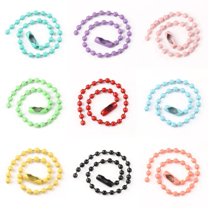 20/40/60pcs 12CM length Colorful 2.4mm Ball Bead Chains Fits KeyRing/Key Chain/Dolls/Label Hand Tag Connector DIY Jewelry Making