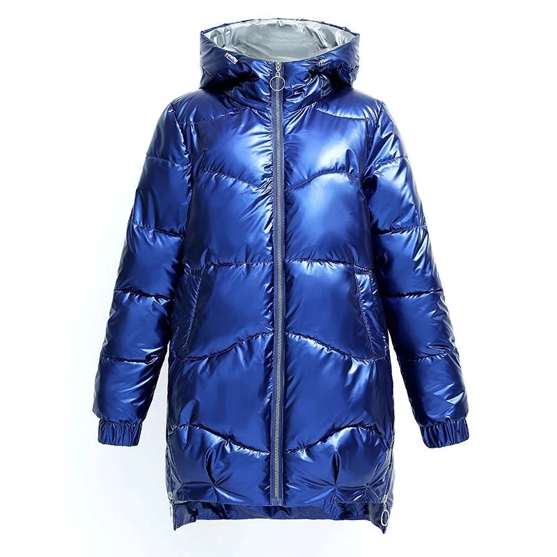 2024 neue Winter jacke Parkas Frauen glänzende Daunen Baumwoll jacke Kapuze Parka warme weibliche Baumwolle gepolsterte Jacke Freizeit Outwear p988