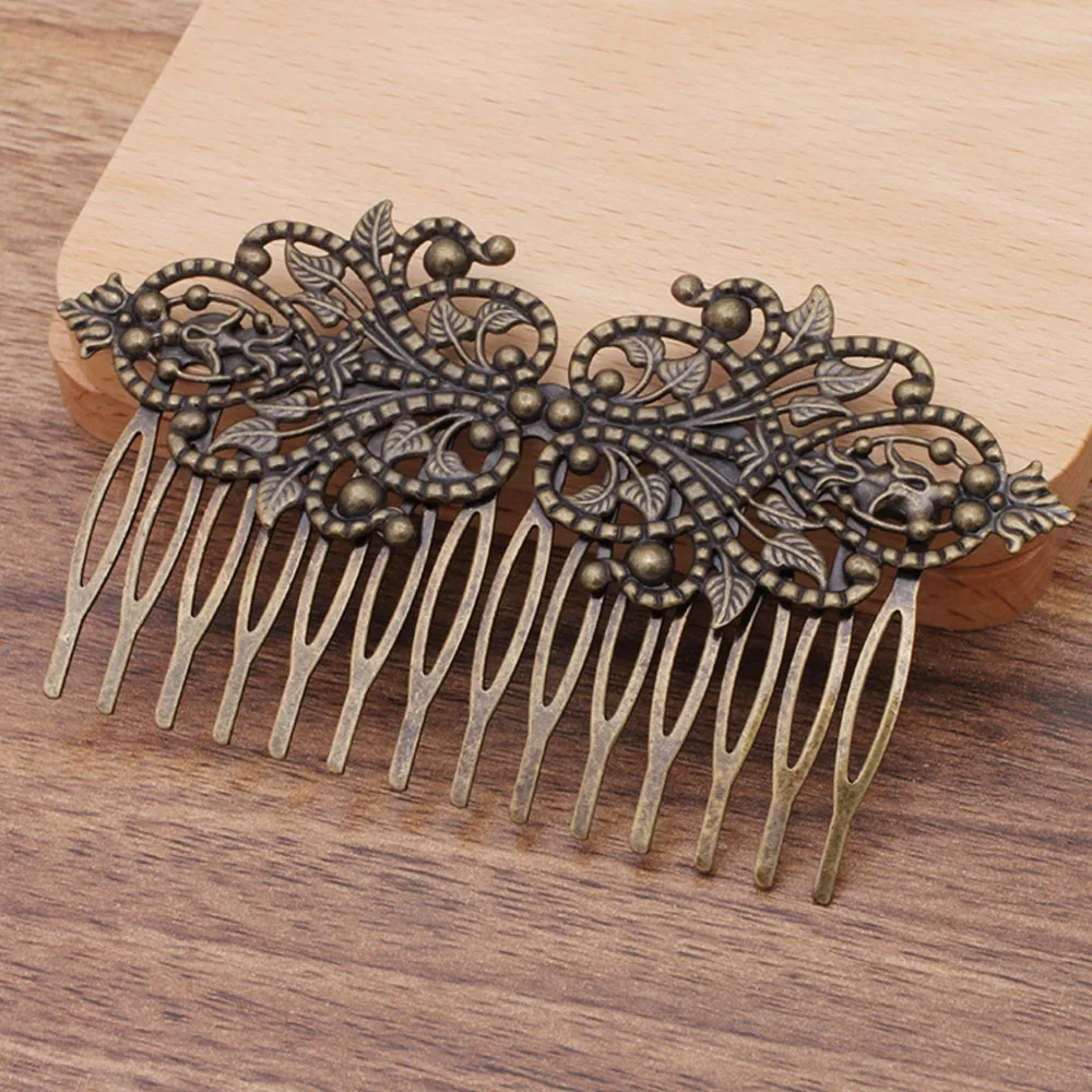 REGELIN 55X95mm Vintage 14 Teeth Comb Hair Jewelry Charm Women Flower Motif Hairpin Hairclips Barrettes Retro Fashion Hair Wear