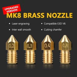 3DSWAY 10pcs/lot 3D Printer Parts MK8 Brass Nozzle M6 Thread e3d V5 V6 Hotend J-head Nozzles 1.75mm for CR-10 Ender 3 Anet A8