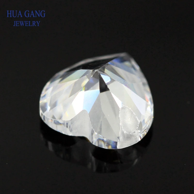 Single Hole AAAAA Heart Shape White Cubic Zirconia Stone For Jewelry Making 4x4~12x12mm High Quality CZ