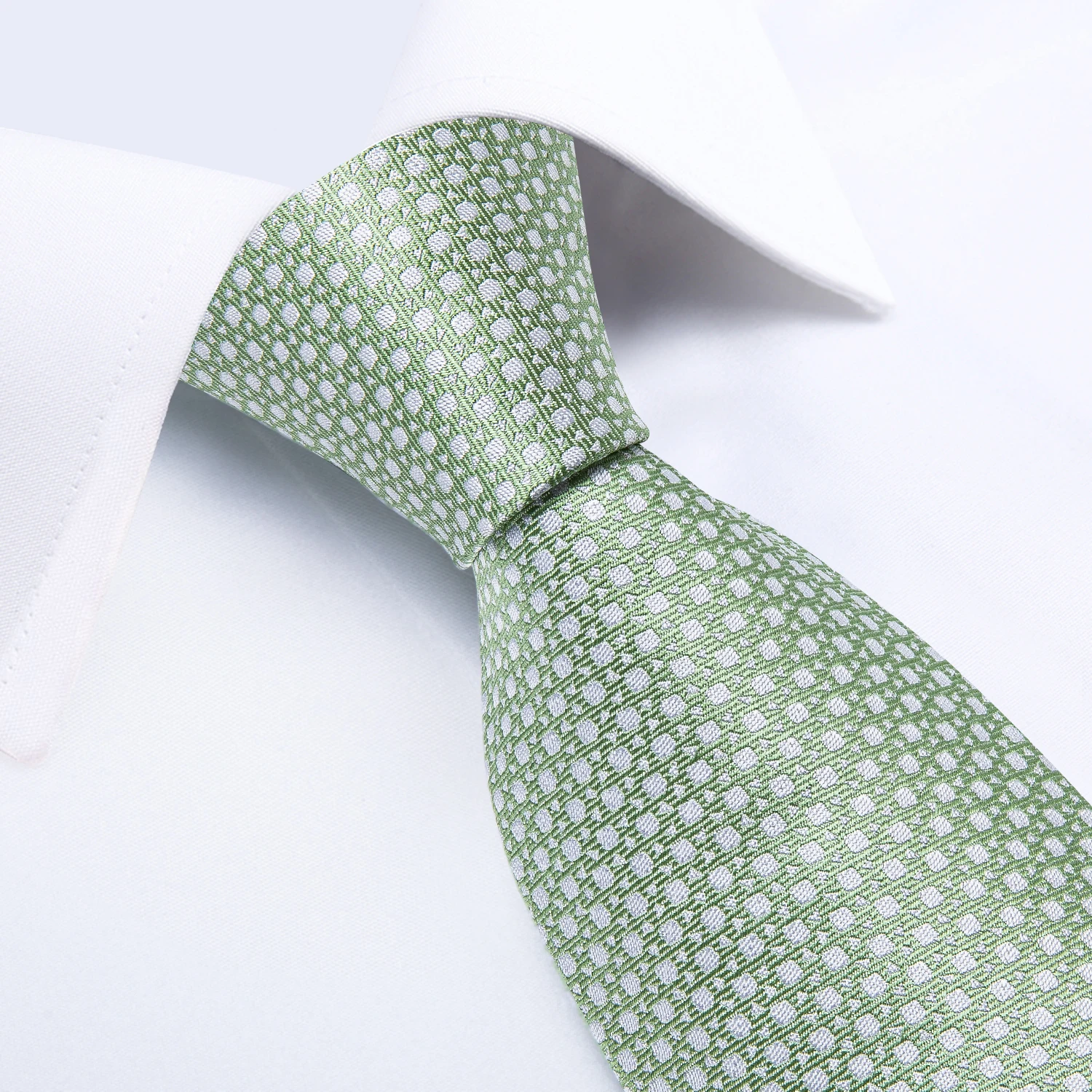 Modische 8cm Krawatte Hellgrün Herren Business Hochzeit Party Formelle Krawatte Accessoires Taschentuch Manschettenknöpfe DiBanGu – Detail 8
