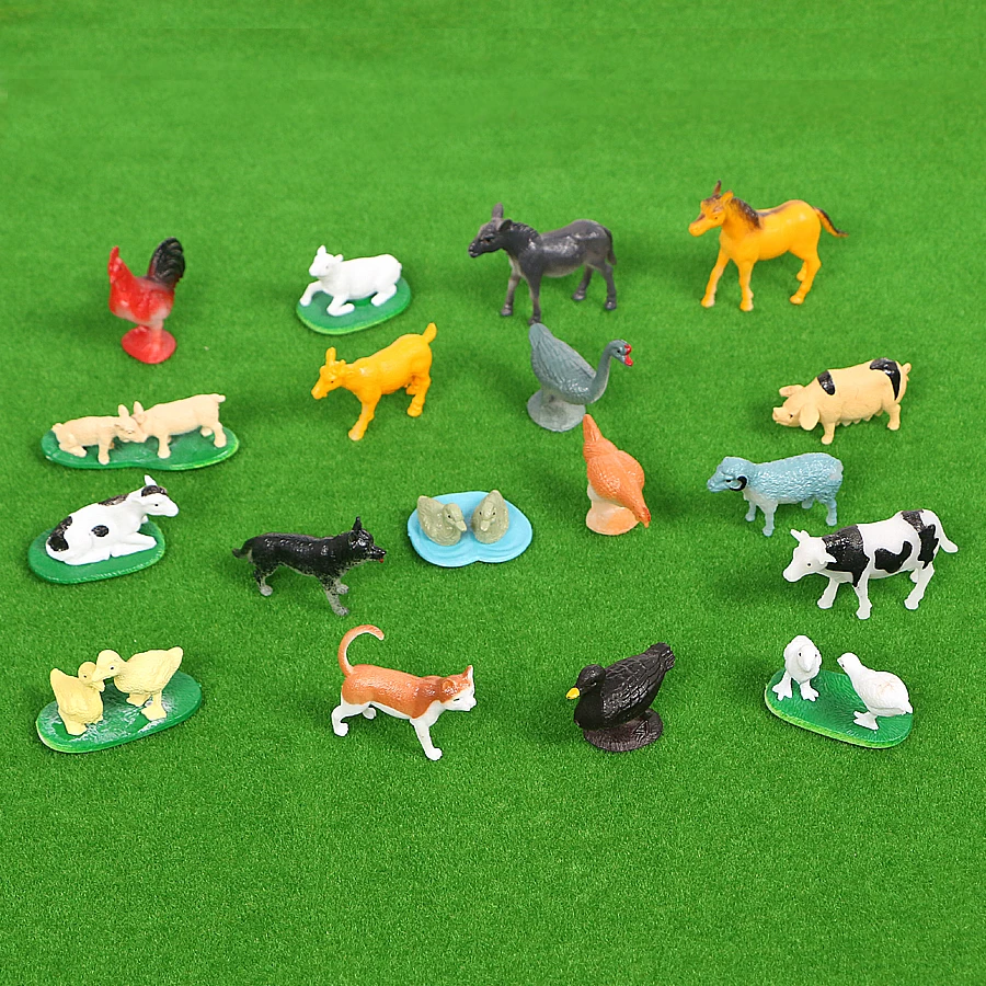 Farm Models Action Figures Pig Animals Figurine Miniature Tree Accessories Toy Set Plastic Simulation Zoo Animal Doll Kids Toys