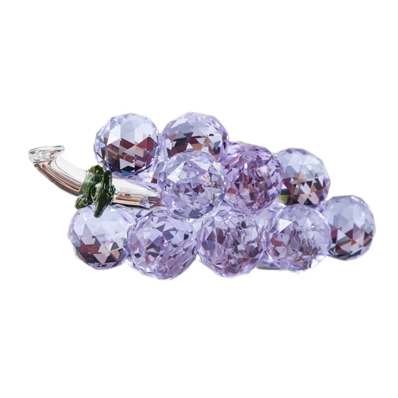 

Facted Crystal Grape Paperweight Cut Glaze Fruit Figurine Glass Home Wedding Decor Collectible Christmas Gifts