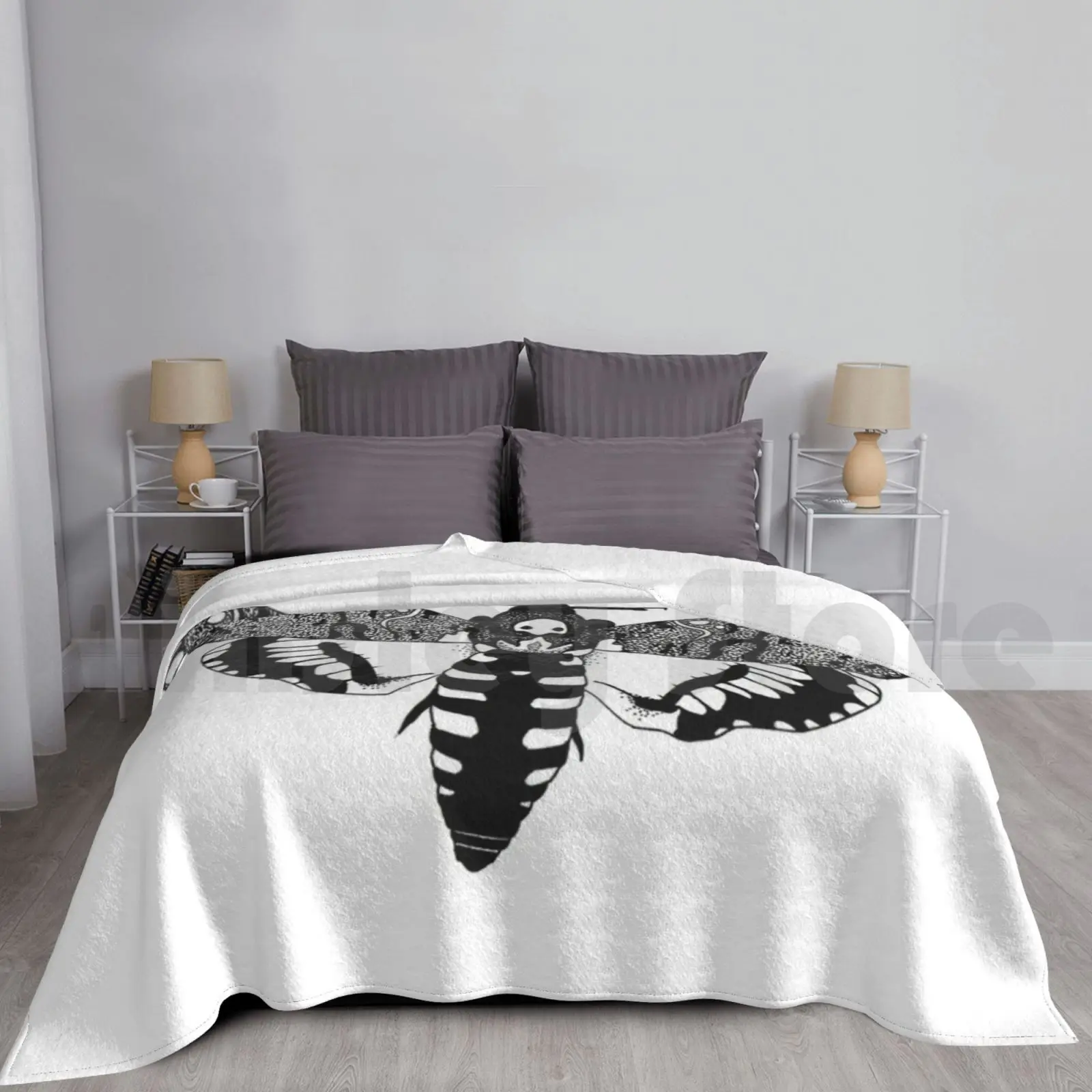 Deaths Head Moth Blanket Fashion Custom Moth Deaths Head Moth Insect Ink Hannibal Lector Silence Of The