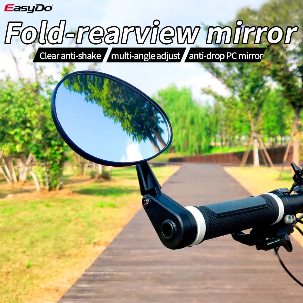 

EasyDo Bicycle Handlebar 360 Rotation Wide-range Adjust-rearview Mirror Left and Right Reflector 17-24.5MM PC Anti-drop MTB