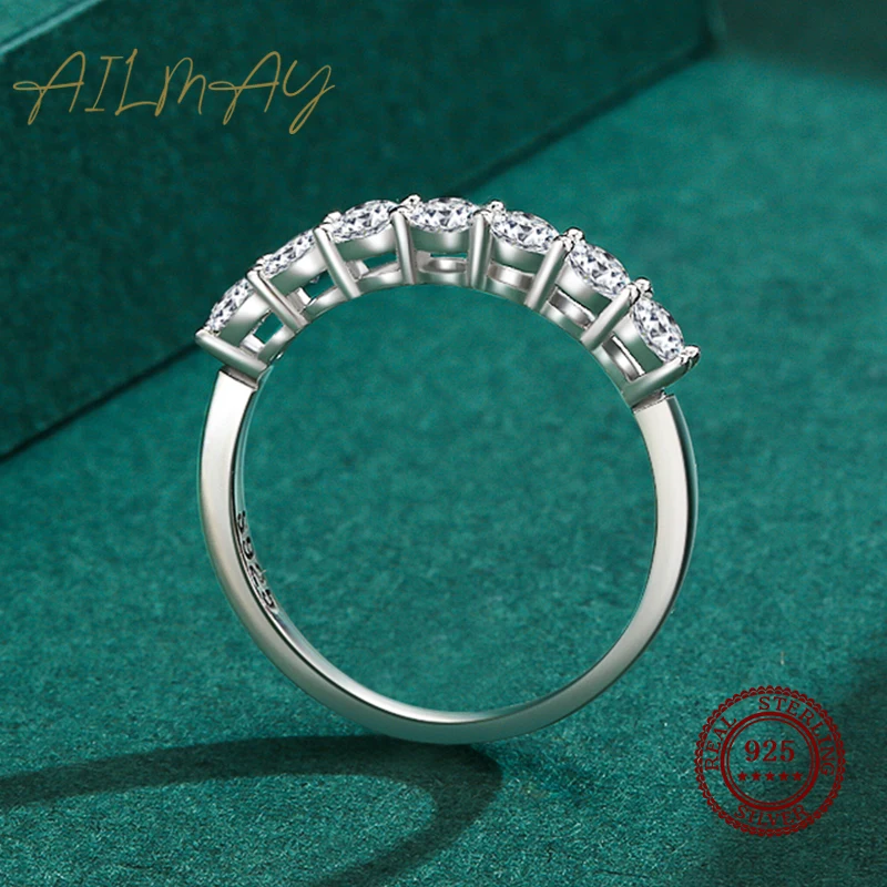Ailmay 100% 925 Sterling Silver wieżowych okrągły olśniewający cyrkonia pierścionki dla kobiet biżuteria na prezent zaręczynowy ślub