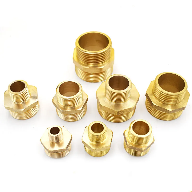 1/8'' 1/4'' 3/8'' 1/2'' 3/4'' 1'' BSP Male Thread Brass Pipe Fitting Reducer Hex Nipple Adapter Connector