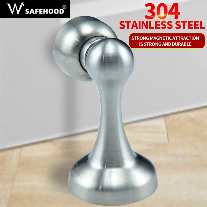 Z-conStainless Steel Magnetic Sliver Door Stop Stopper Holder Catch Floor Fitting With Screws For Bedroom Family Home Etc