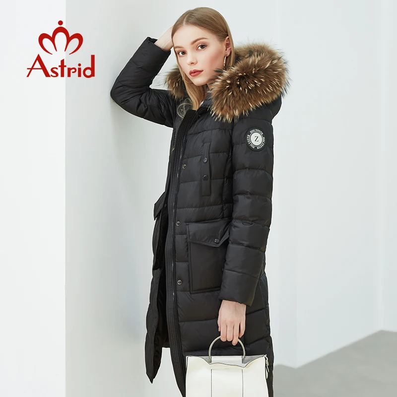 Imagem -03 - Astrid Inverno Cabolsa Feminino Parka Longo Quente Moda Preto Acolchoado Jaqueta com Gola de Pele Natural Roupas Femininas Zr7266