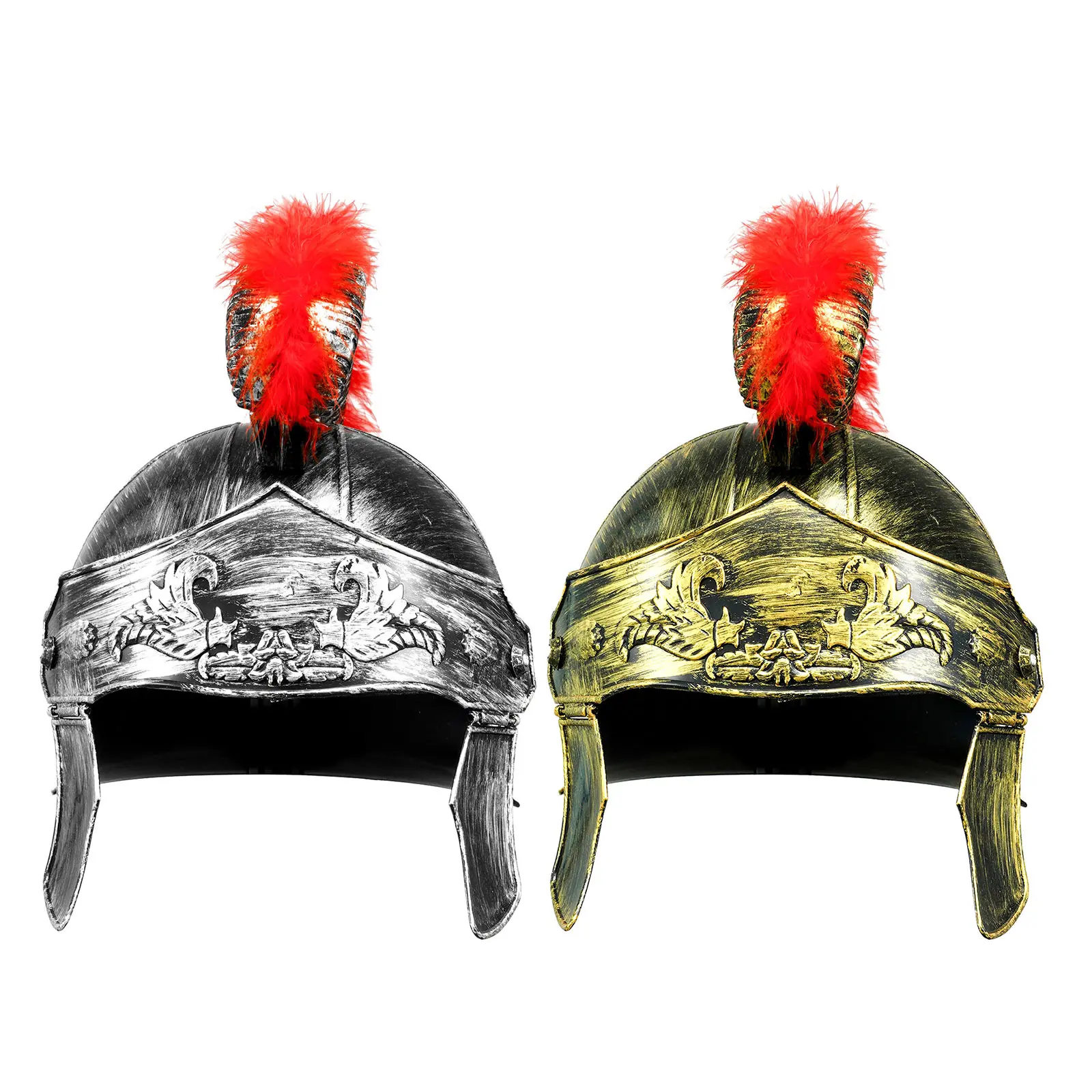 

Medieval Armour King Roman Plastic Helmet Red Crested Samurai Hat Spartan Warrior Headwear Adult Masquerade Cosplay Costumes Hot