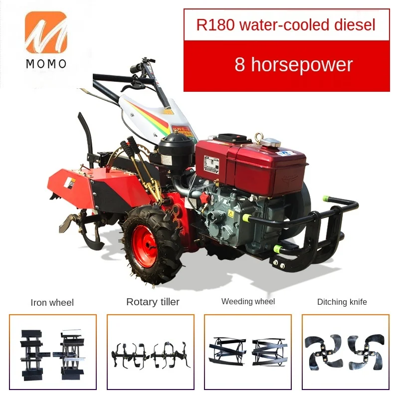 Small Agricultural Multifunctional New Miniature Rotary Tiller Diesel Engine Four-Wheel Drive Furrowing Machine Drip Irigation