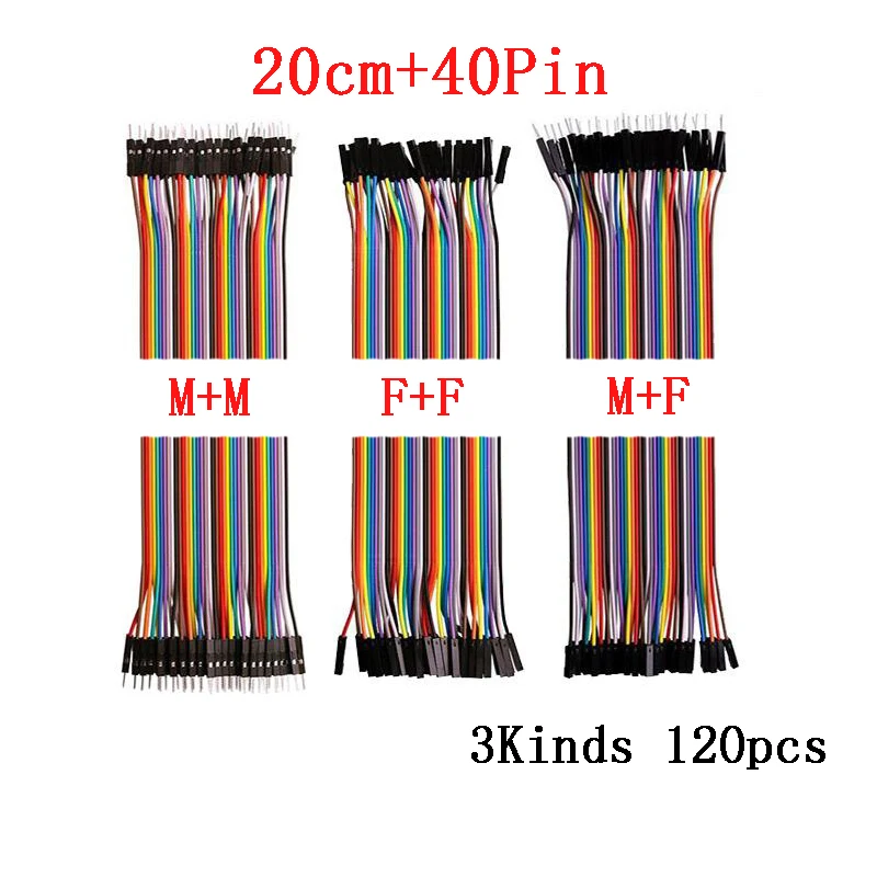 120pcs 20cm DuPont line cable male to male + male to female and female to female DuPont cable jumper wire connection Breadboard