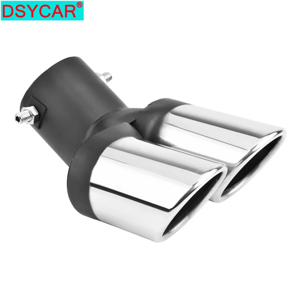 

DSYCAR Universal Car Auto Round Exhaust Muffler Tip Stainless Steel Exhause 1 to 2 Dual Pipe Chrome Trim Modified Car Rear Tail