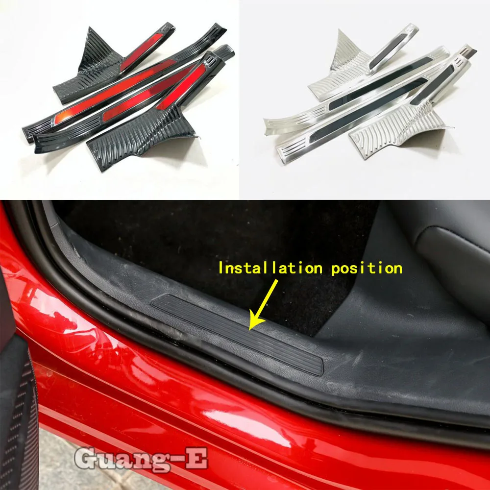 For Volkswagen VW Polo Hatchback 2019 2020 2021 2022 Car Sticks Pedal Door Sill Scuff Plate Inner Frame Threshold Bumper Trim