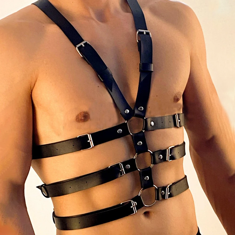 Handmade PU Sex Harness Belt Fetish Men Gay Underwear Gothic Exotic Punk Style Adjustable Body Chest Harness BDSM Bondage Belt